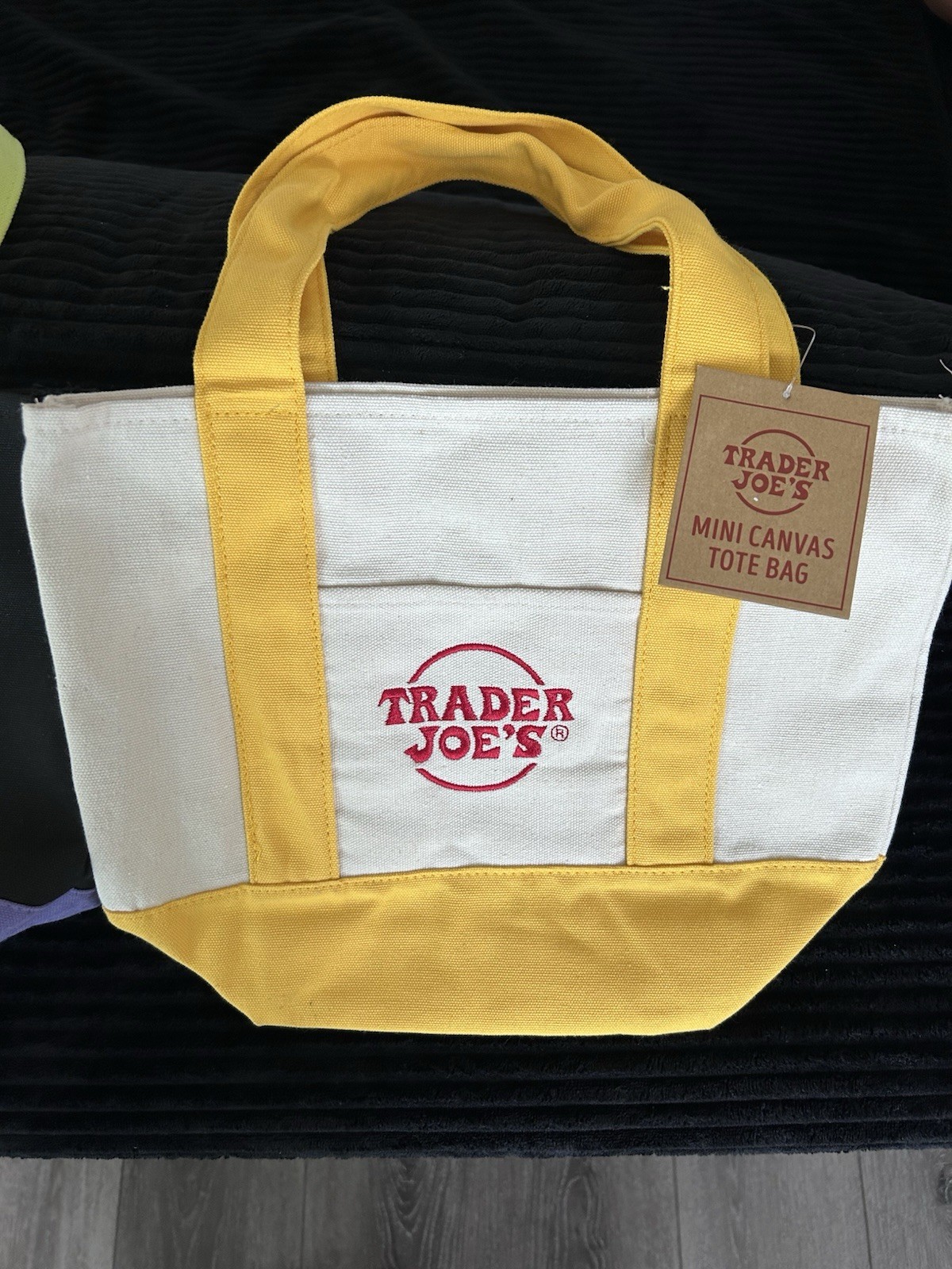 Trader Joe’s Mini Canvas Tote Bag Foldable Multicolor Solid Canvas