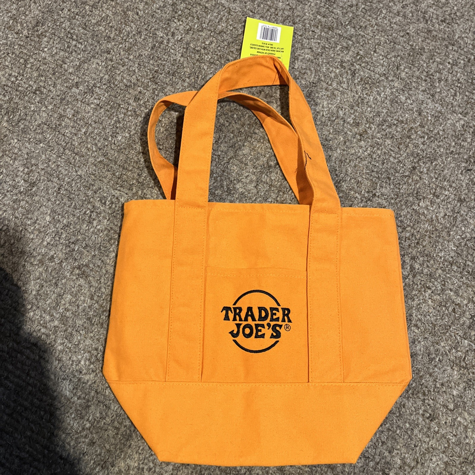 NEW Lot 2 Trader Joe’s Mini Halloween Canvas Tote Bags Black/Purple and Orange