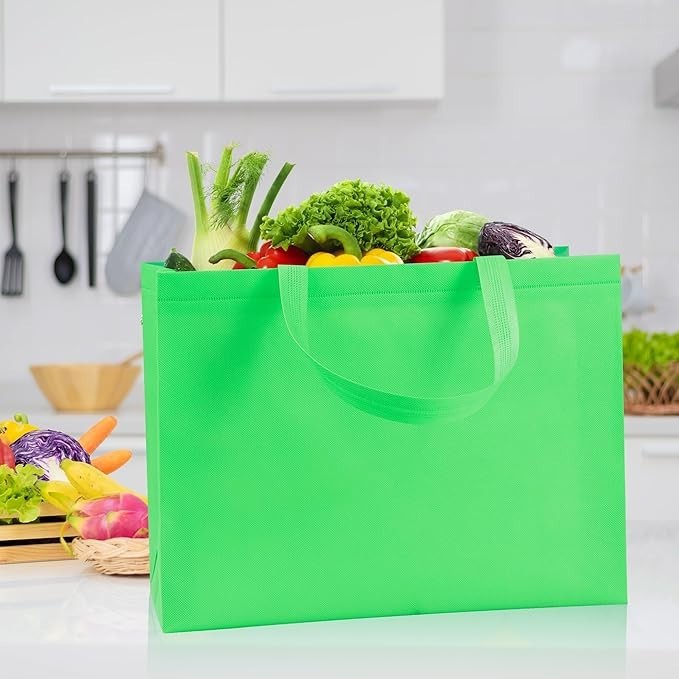 Large Non Woven Tote Bags 15.7” Rainbow Reusable Shopping Bags 10 Pack
