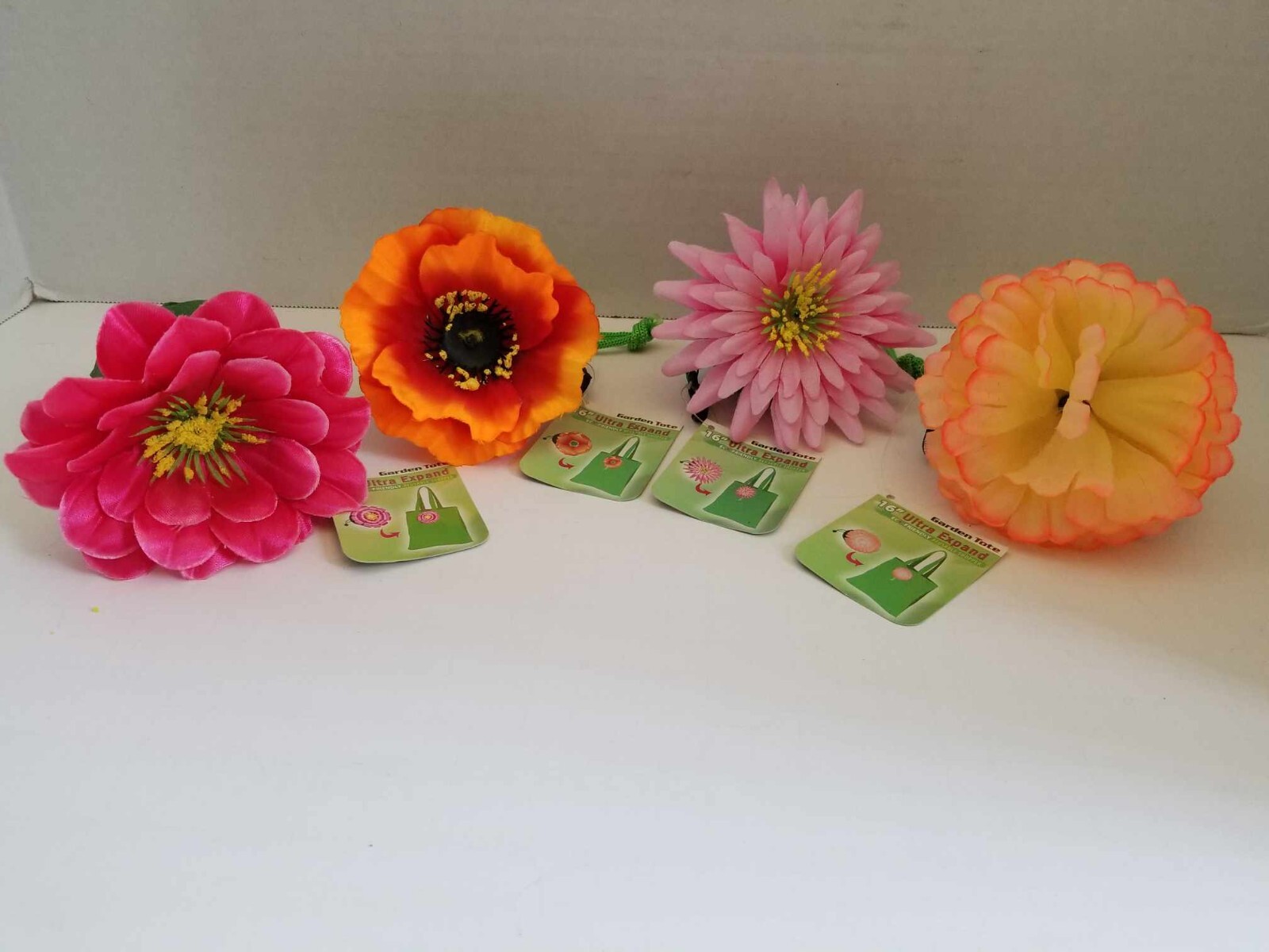 Shopping Bag, Reusable, Expandable Multi Colored Wildflowers, 4 Piece