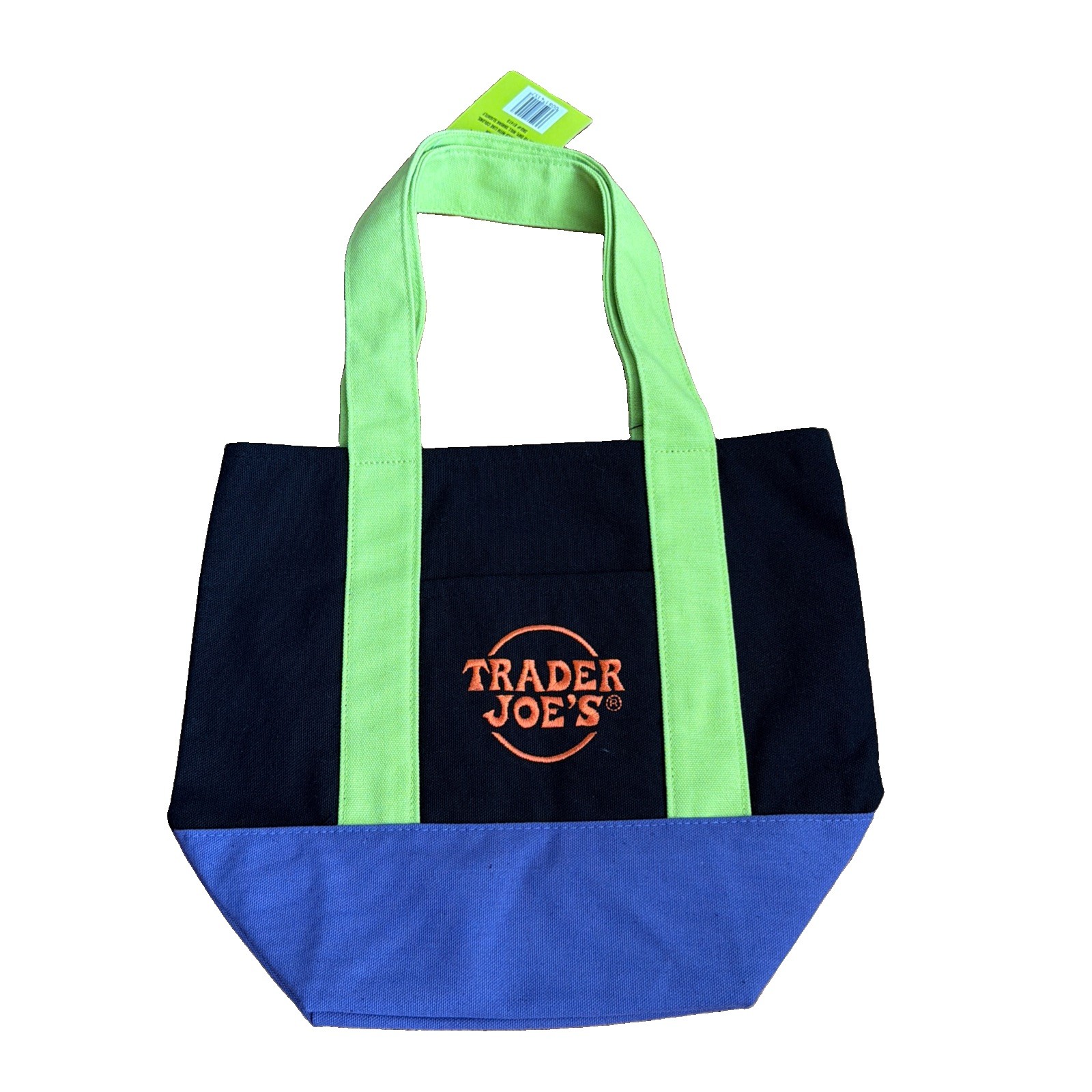 Trader Joe’s Mini Black Green Purple Canvas Tote Bag Iconic Embroidery NEW RARE