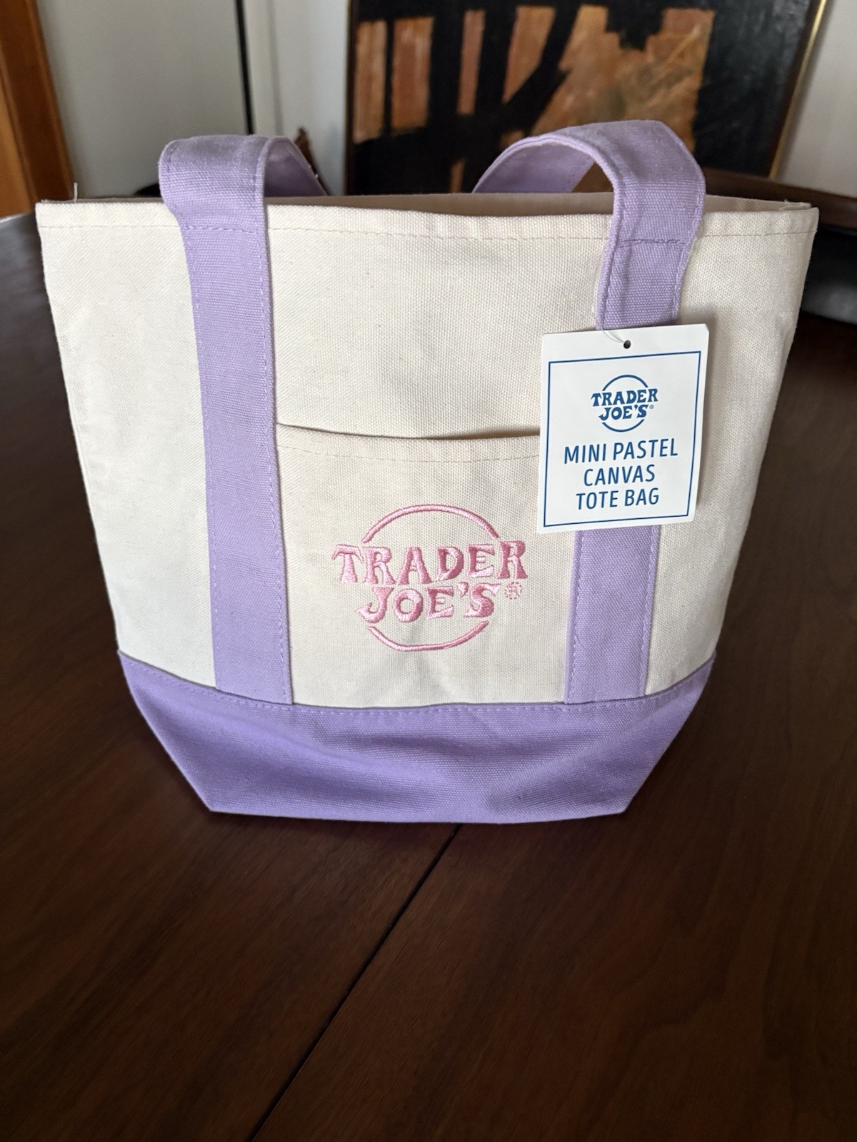 Trader Joe’s Mini Canvas Tote Bag Lavender Purple Hottest It Bag Limited 💜🛍️
