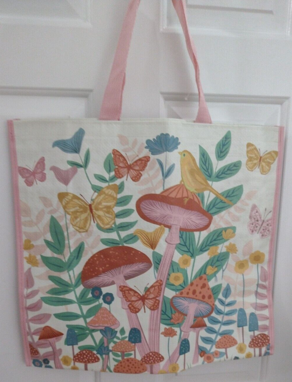 Mushrooms Butterflies Bird Large Reusable Shopping Bag TJ Maxx Eco-Friendly