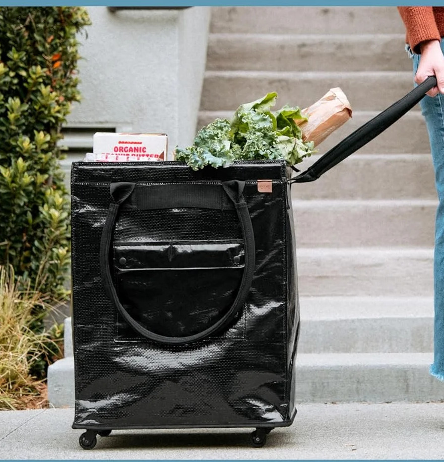 CleverMade Rolling Laundry Hauler 90L Black (1PK) 14”Lx18”Wx24”H Black NEW (25F)