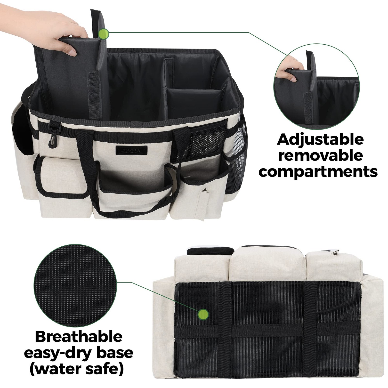 Cleaning Caddy Organizer with Handle – Large Bag for House Large, Beige