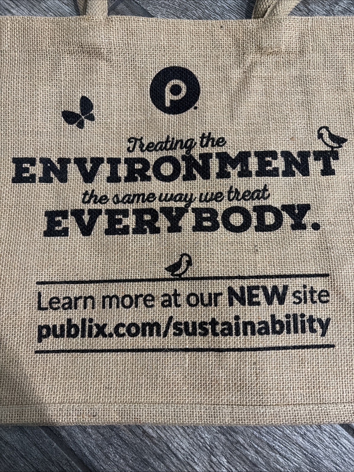 PUBLIX Reusable Canvas Burlap Jute Tote Bag Logo Grocery Eco Shopper Large NEW
