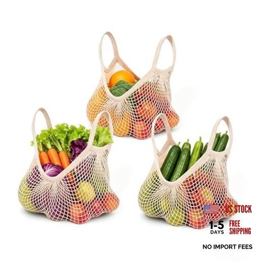 Ahyuan Reusable Cotton Mesh Grocery Bags Cotton String Bag Net Shopping Mesh