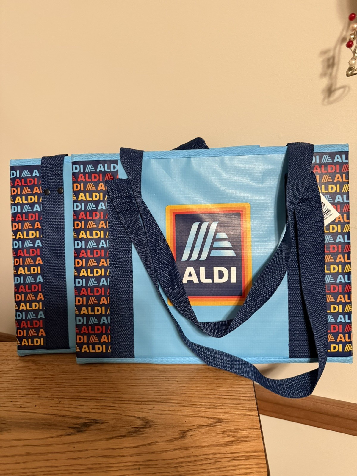 ALDI 2 Collapsible Box Bags 14x10x11 Blue Navy Rainbow