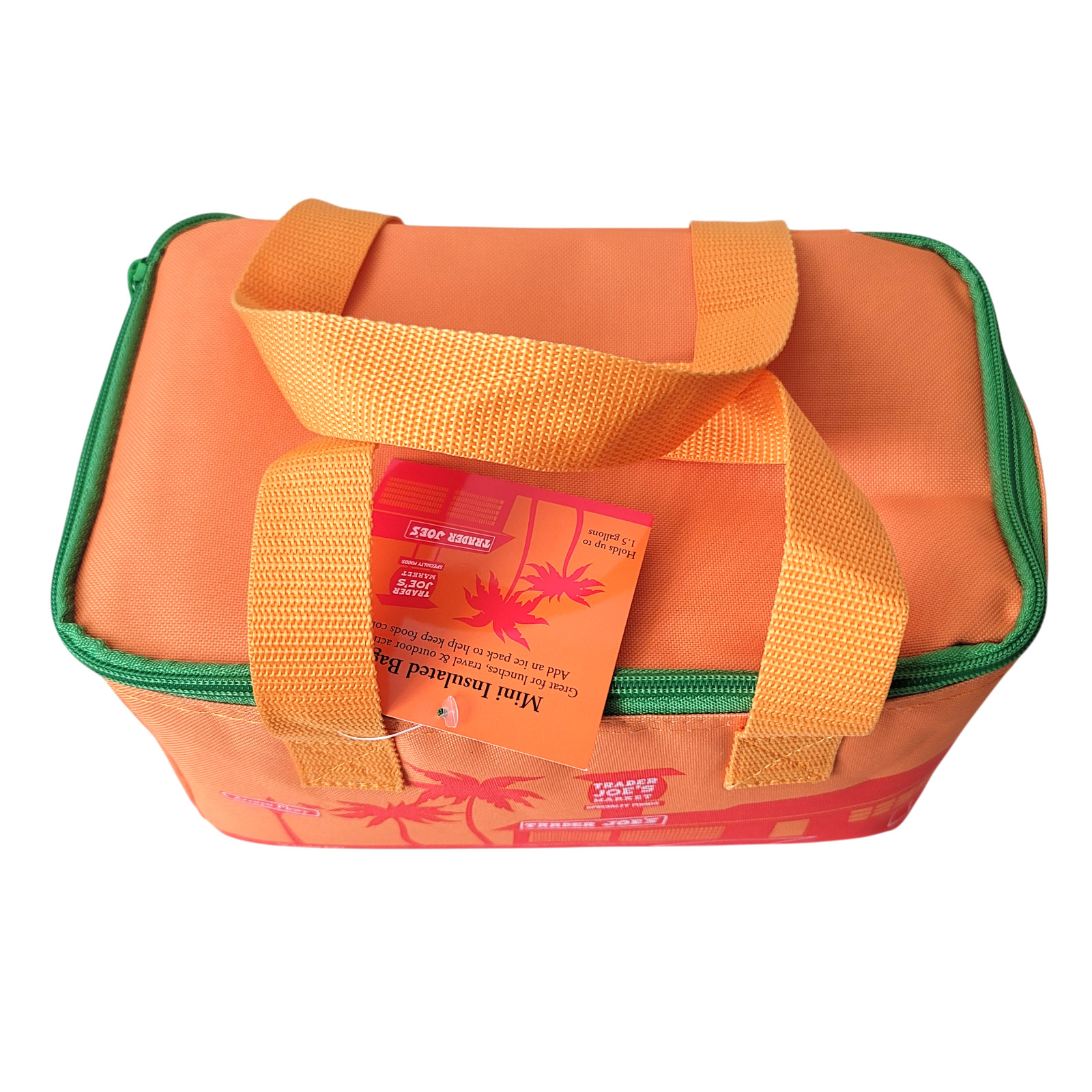 Trader Joe 2026 Mini Insulated Tote Summer Collection Sunny Orange Green Zipper