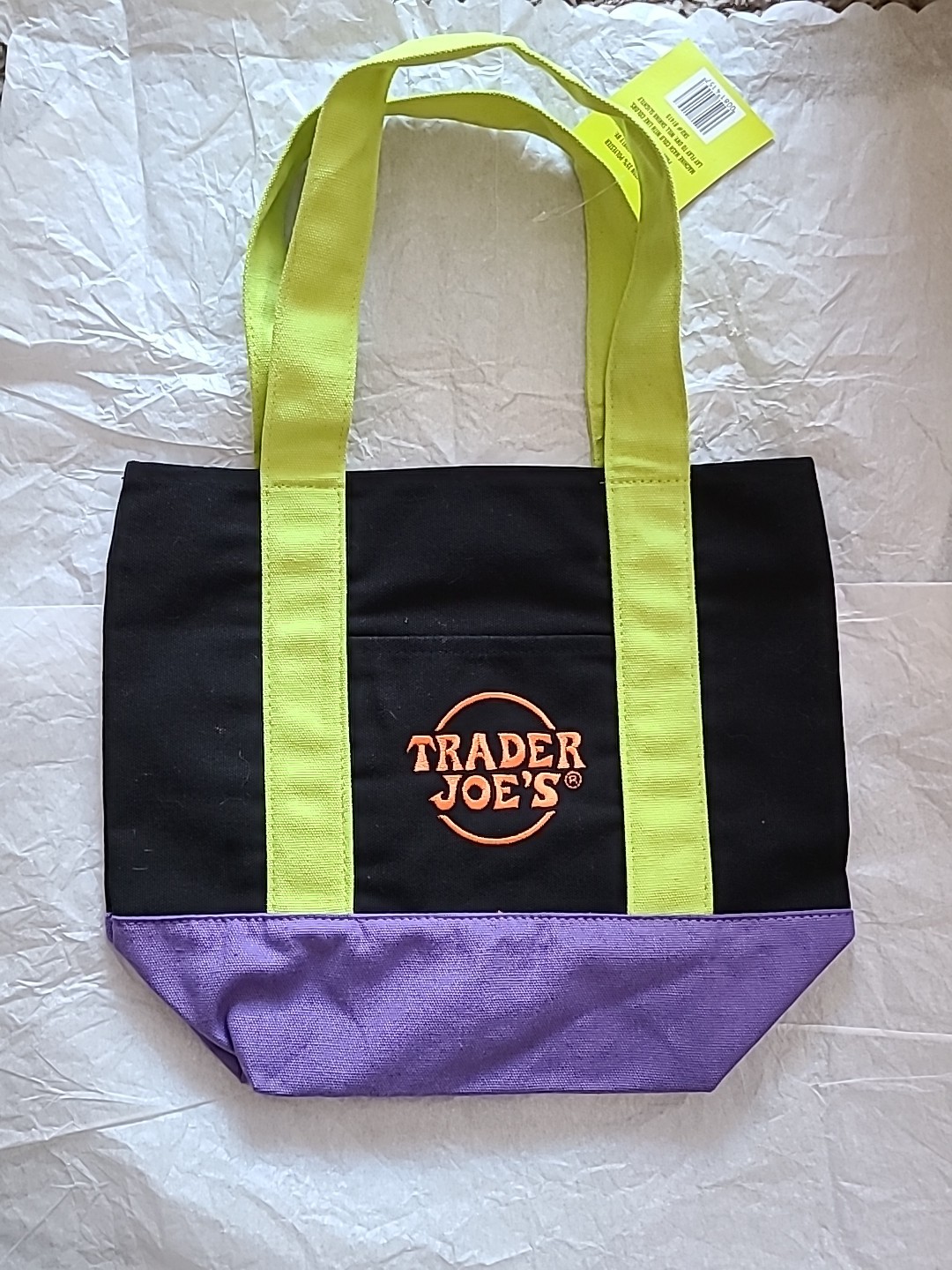 Trader Joe’s 2025 Mini Halloween Tote Bag NWT Black Purple Lime Multicolor