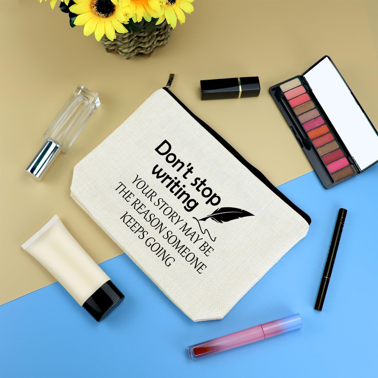 Creative Writing Gifts for Writer Makeup Bag Gift Women beige