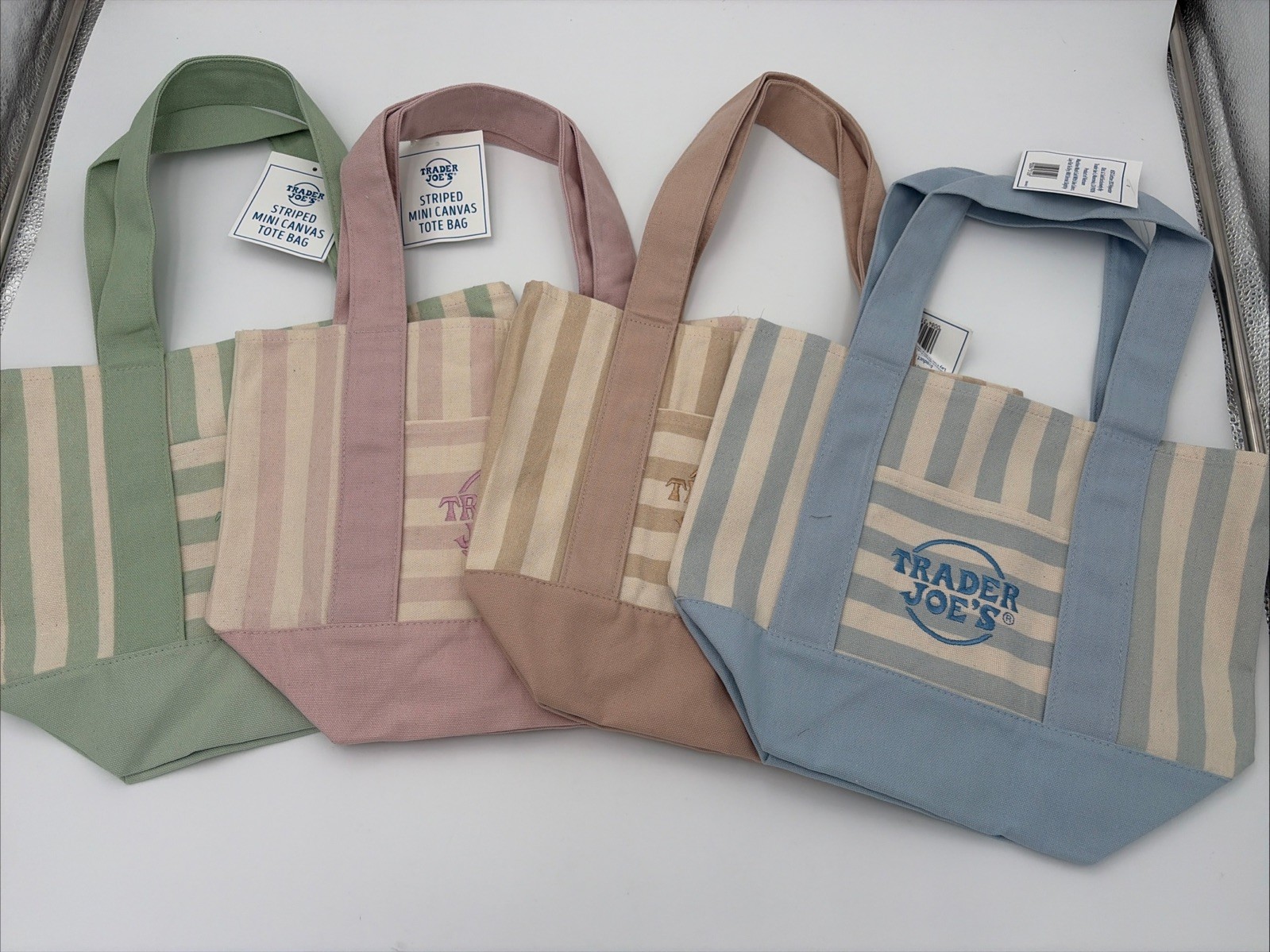 Trader Joe’s Pastel Striped Mini Tote Set Of 4