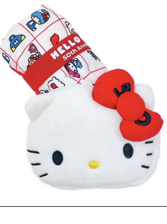 NWT Hello Kitty Everyone Eco 50th Foldable Reusable Tote Bag w/ Plush Holder