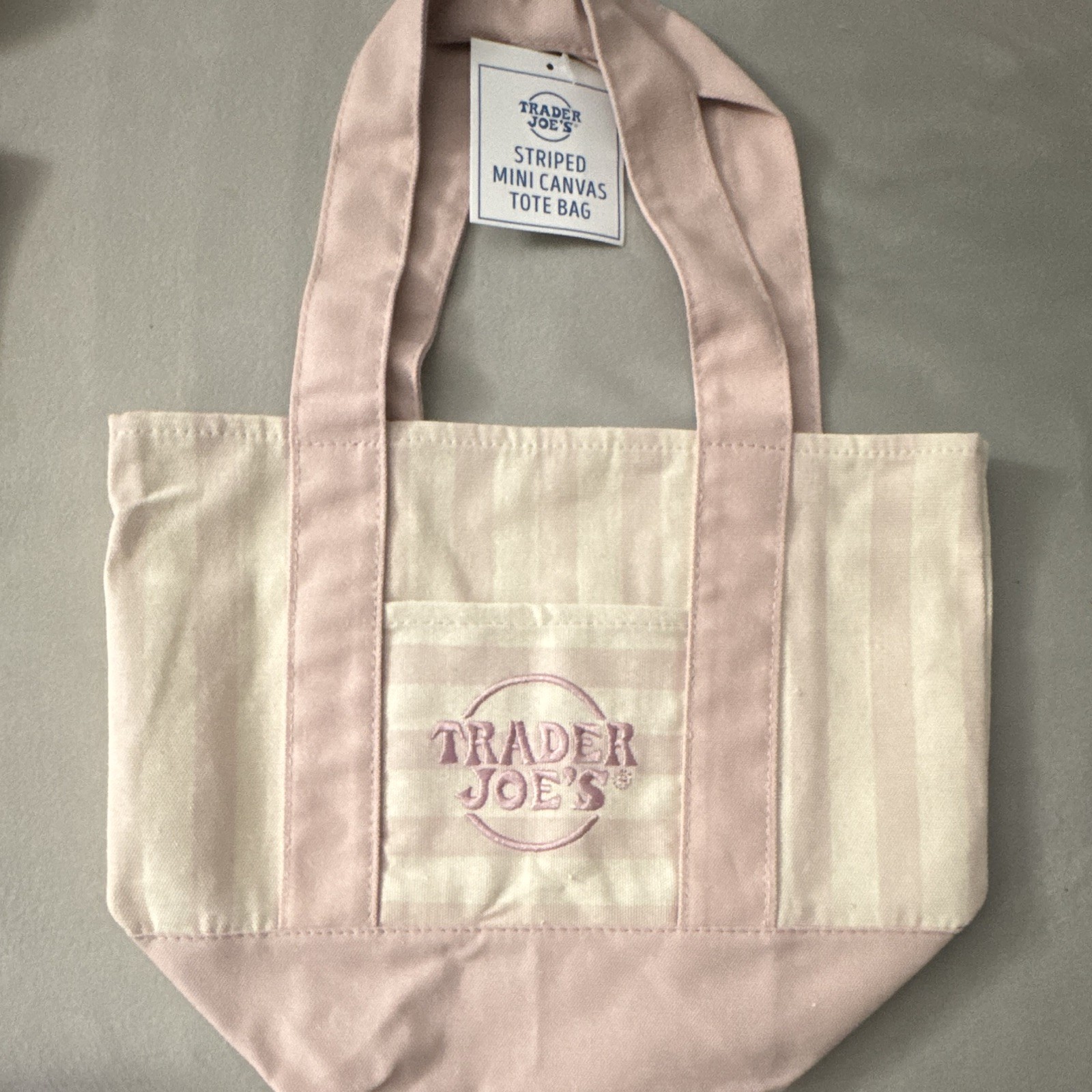 One Set of 4 Trader Joe’s Striped Mini Canvas Tote Bag Multicolor 13x6x10 in New