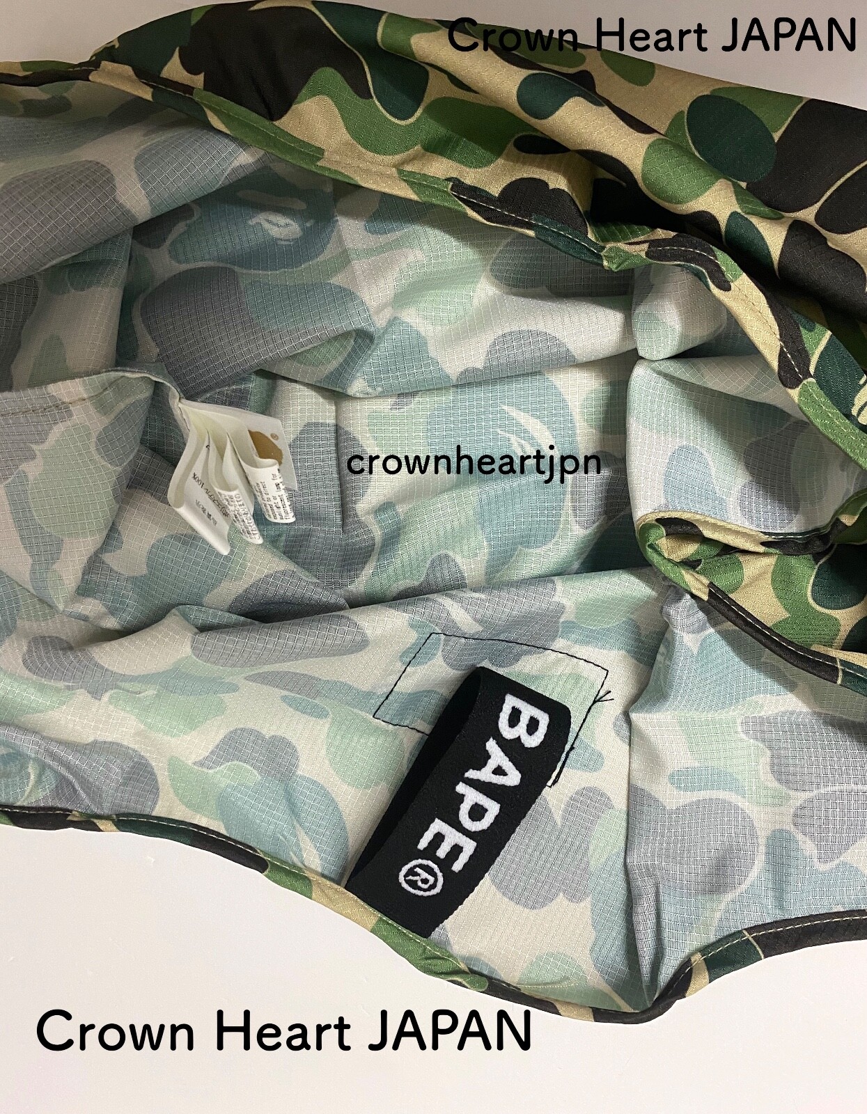 A Bathing Ape ABC CAMO SMALL SHOPPING BAG M – Green Camo Auth from BAPE