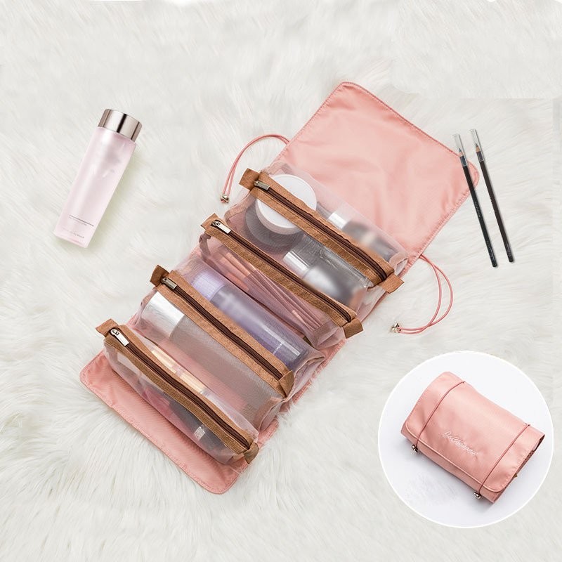 Cosmetics Pouch Bag For Women Cosmetic Nylon Bag Ladies Foldable Zipper Mesh