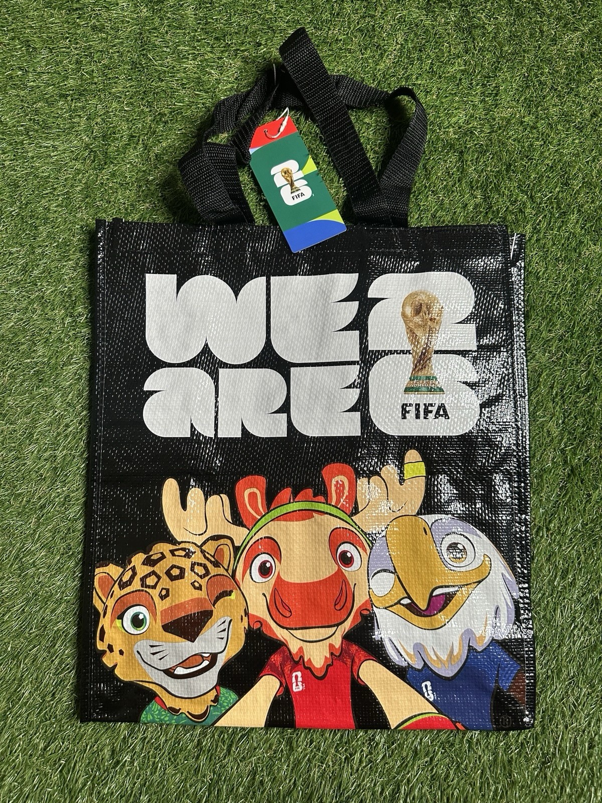 FIFA World Cup 2026 Reusable Large Tote Bag Black Multicolor Graphic