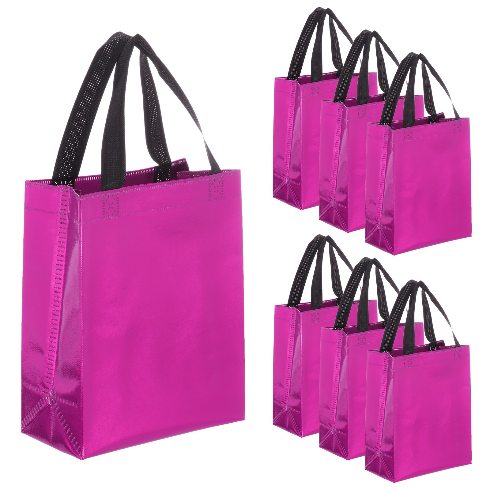 15Pcs Laser Gift Bags with Handles Bulk, Glossy Finish Gift Bags Rose Red