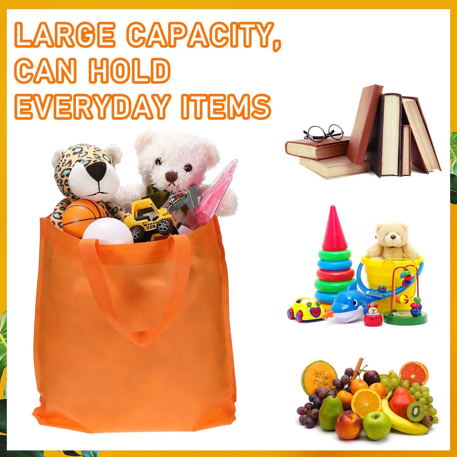 80 Pieces Reusable Grocery Bags Bulk Non Woven Tote Bags Multicolor Gift Shop…