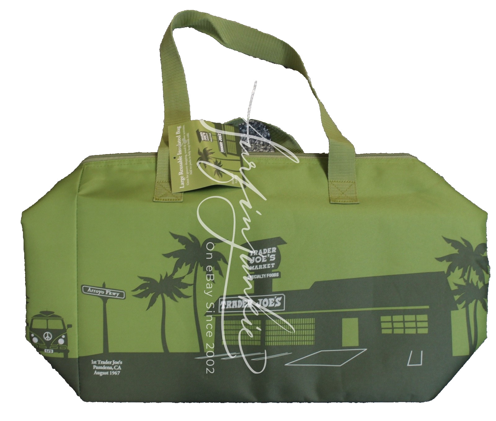 Trader Joe’s Insulated Shopping Bag Cooler XL 8Gallon Sage Army Green Large Tote