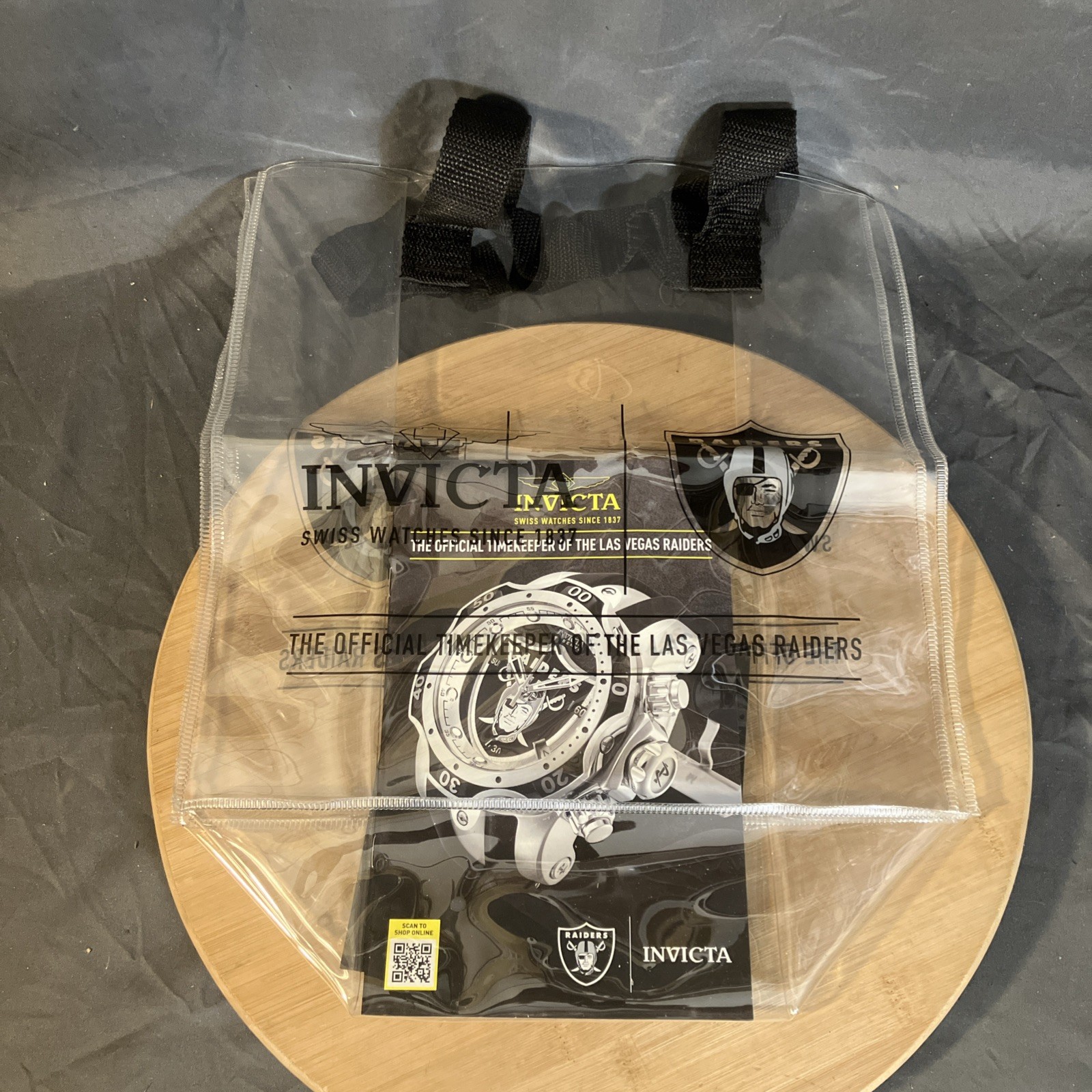 Vegas Raiders Invicta Clear Tote Grocery Travel Shopping Game Bag