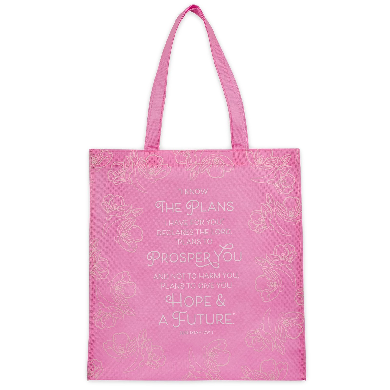 Christian Art Gifts Large Reusable Shopping Tote One Size, Pink/Hope & Future