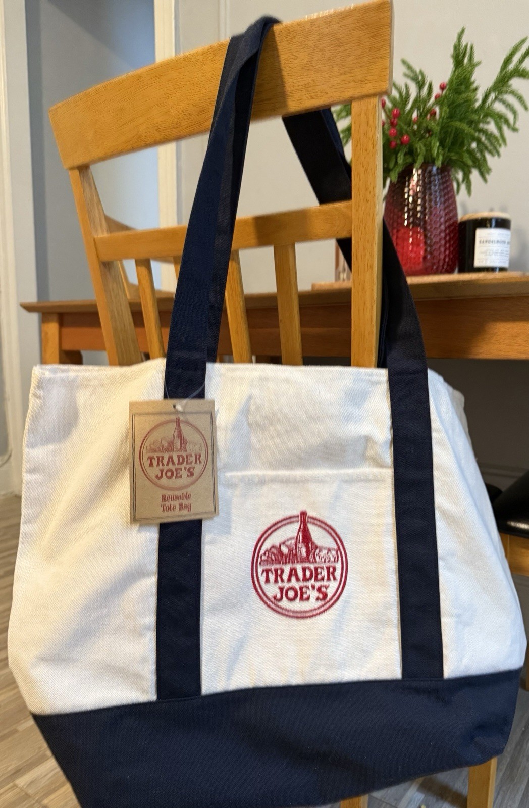 Trader Joe’s Canvas Tote Shopping Bag – LARGE CLASSIC NAVY – NEW with TAGS