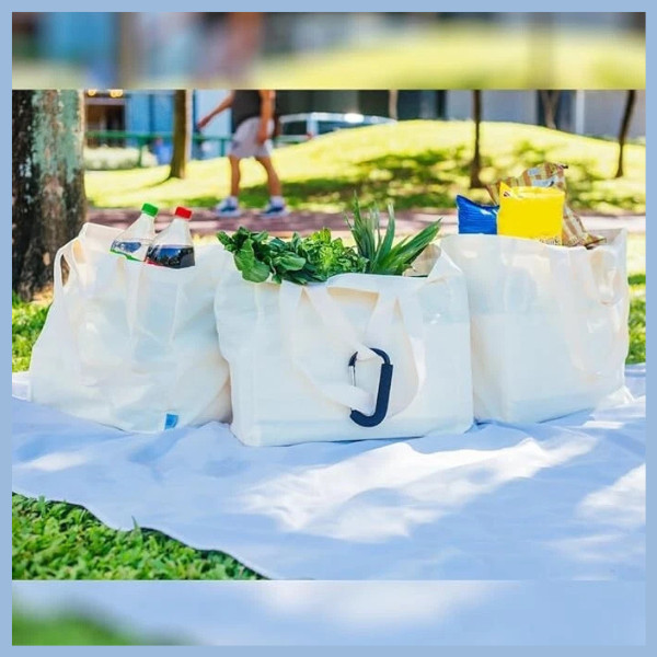 xl 3-Pack Reusable Grocery Totes with Bonus Hook