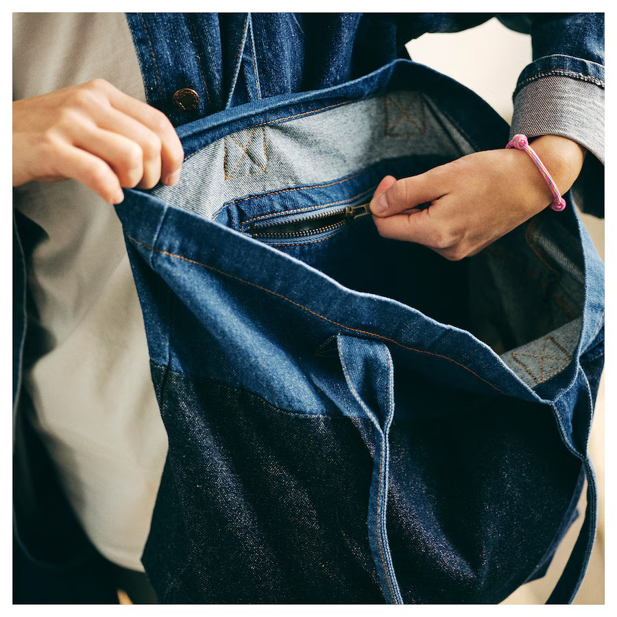 IKEA MAVINN Denim Bag Blue 13½ x 13¾” New 405.520.37
