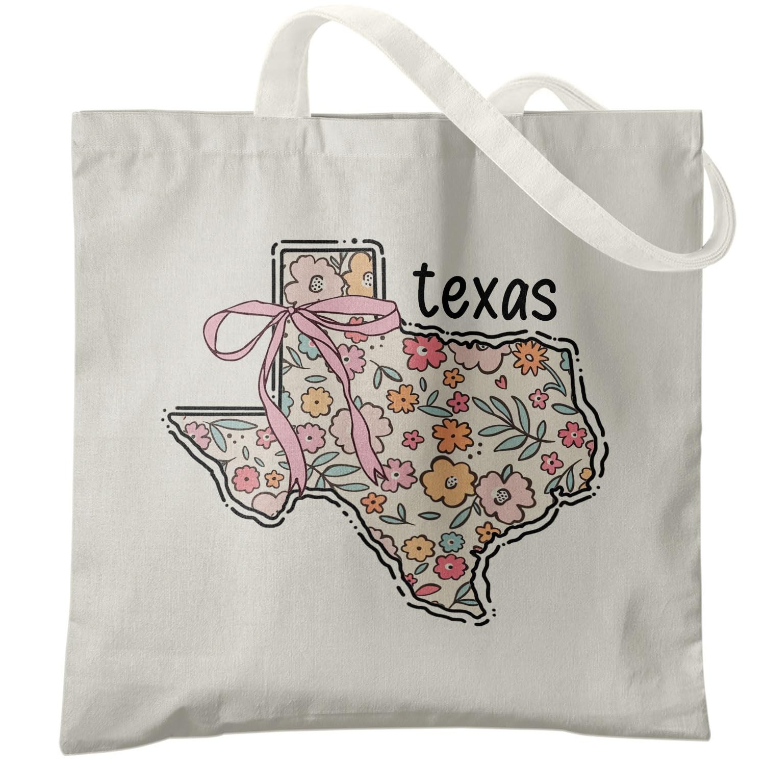 Coquette Patriotic Tote Bag, Floral Texas Map Canvas Tote Bags for , 4th of J…