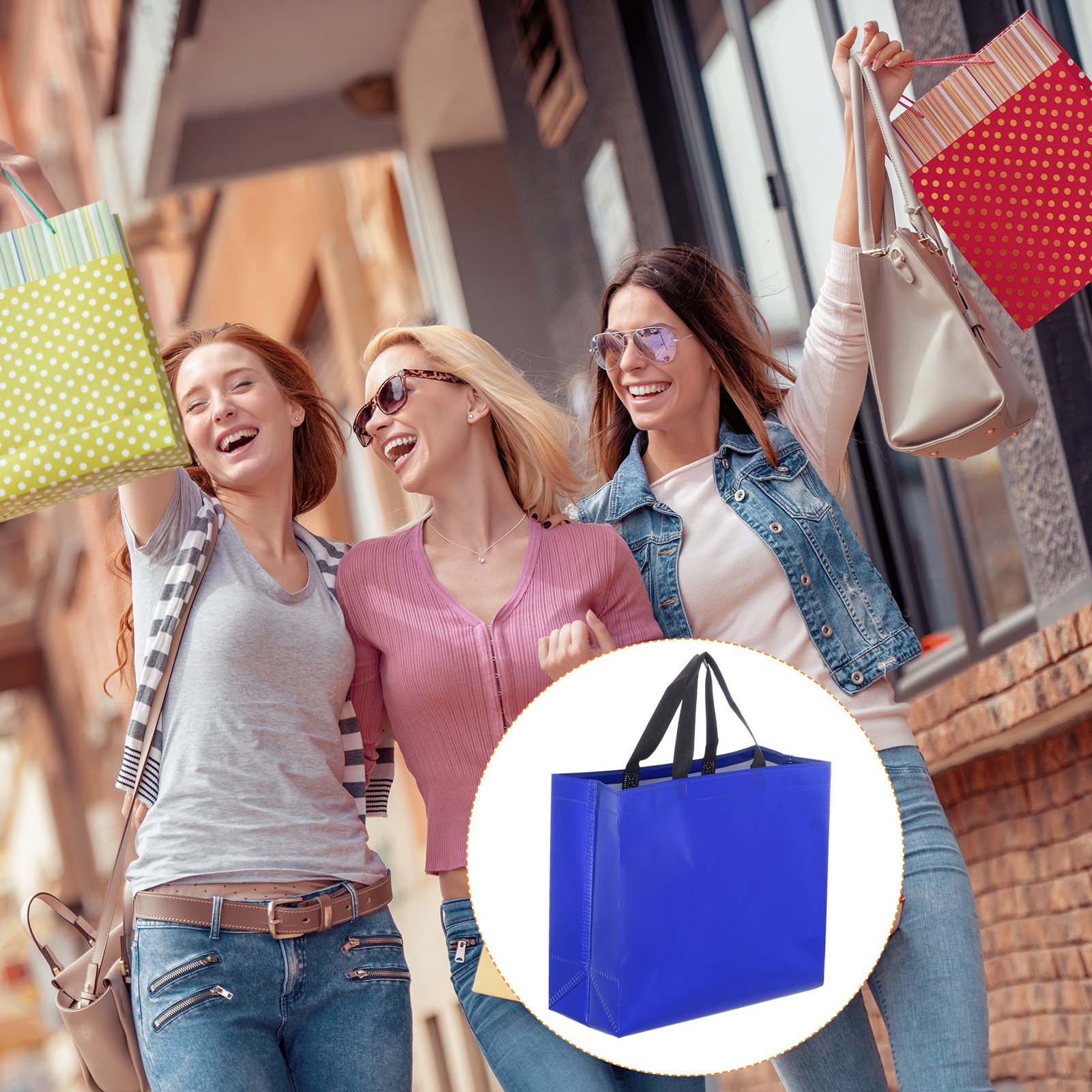 24Pcs Reusable Gift Bags with Handles 10.6 x 13 Inch Dark Blue
