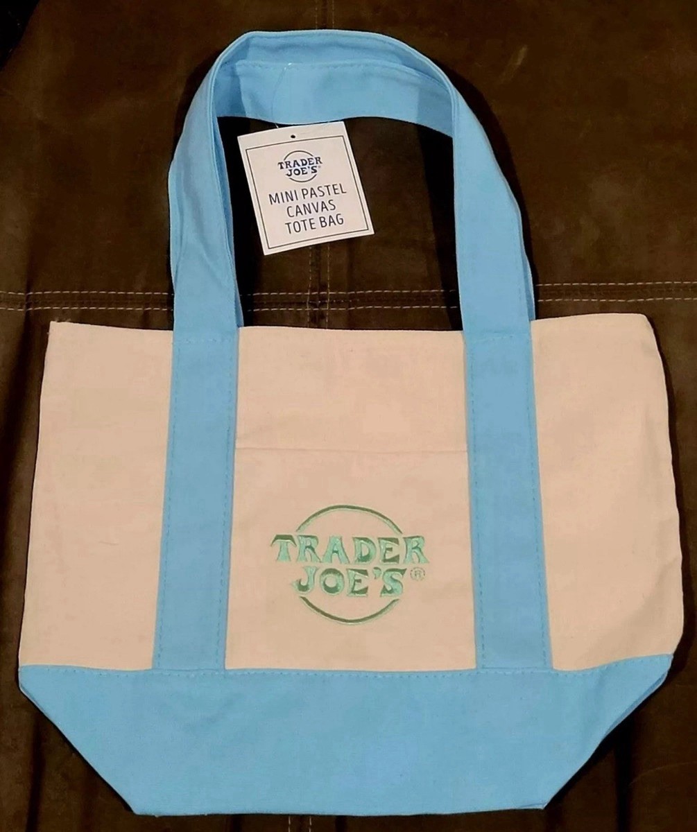 Trader Joe’s Mini Pastel Canvas Tote Bag Multicolor 6x10x12 in New