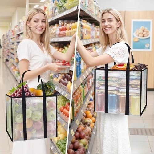 4-Pack Heavy-Duty Reusable Grocery Bags, Water-Resistant, Foldable, 33L Capacity
