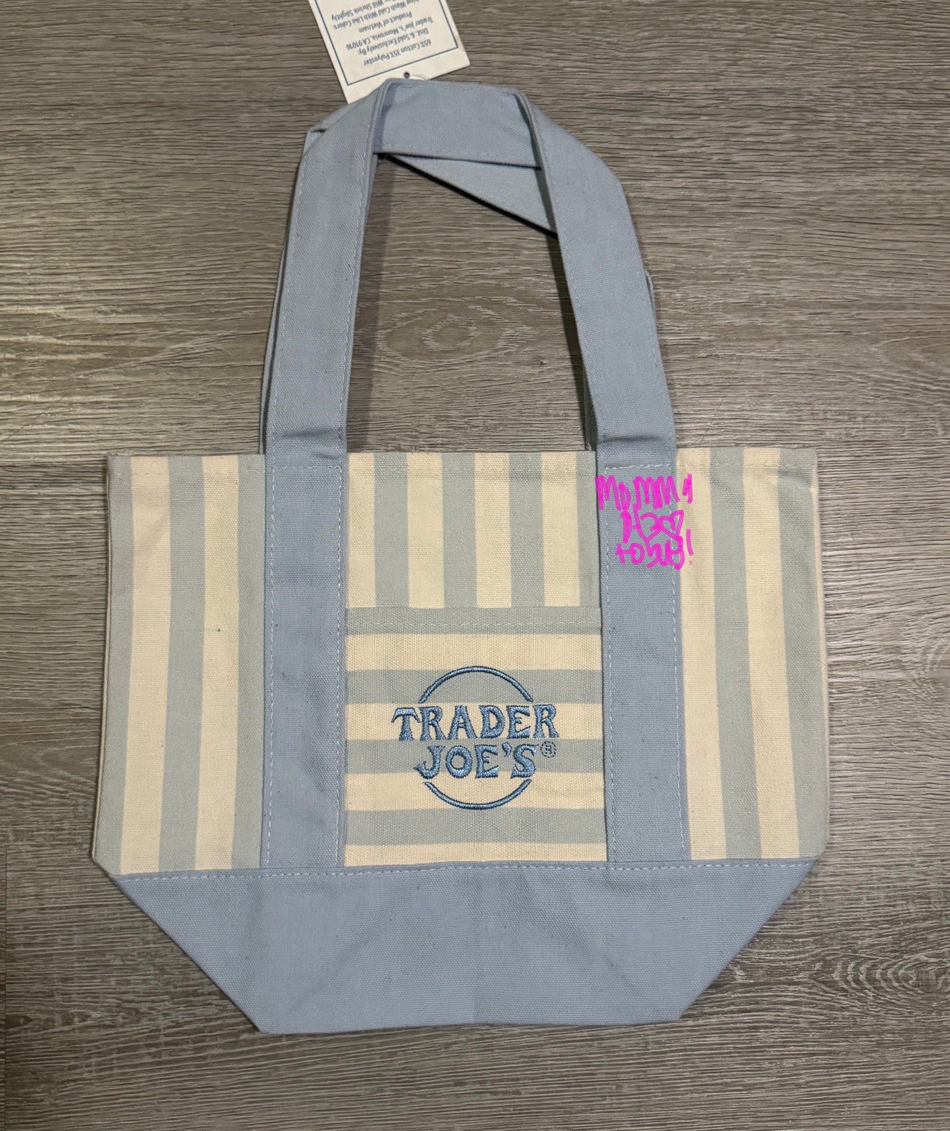 Trader Joe’s Mini Stripe Canvas Tote Bag Limited Edition Set Of 4 Blue Bags