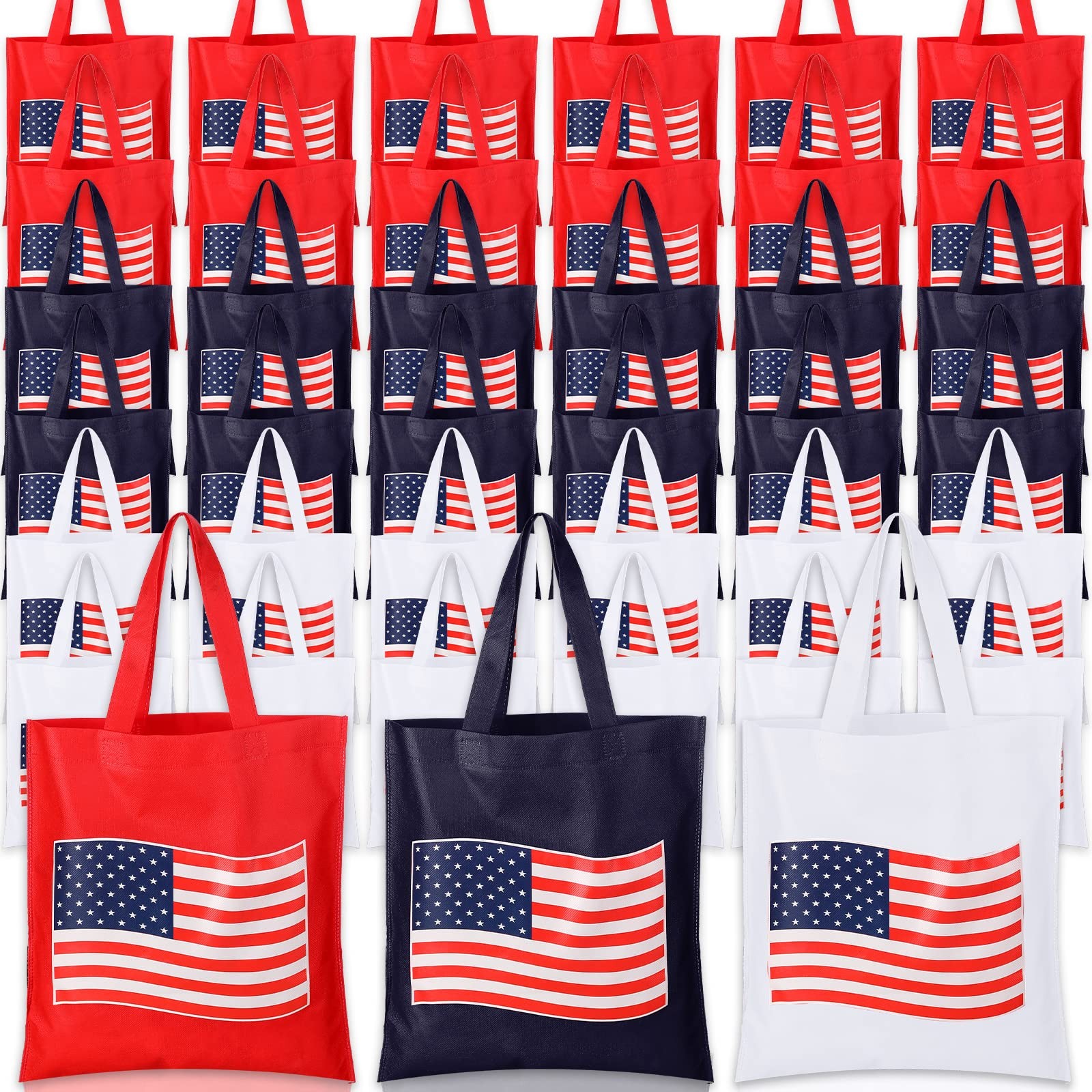 36 Pcs Patriotic Tote Bag Reusable American Flag Gift Bags for 4th of July In…