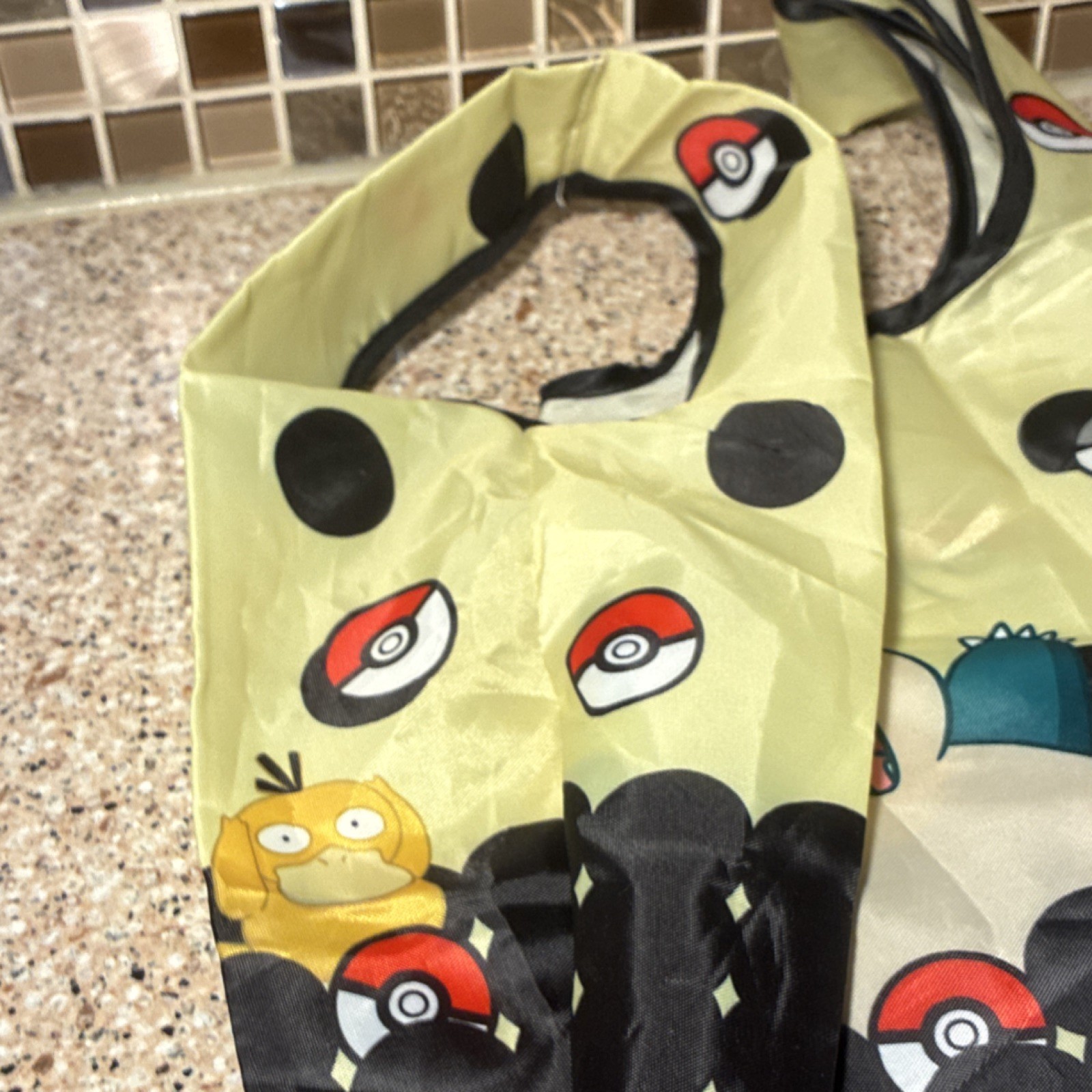 MIMARU Pokémon Foldable Shopping Bag Polyester Yellow Black Cartoon