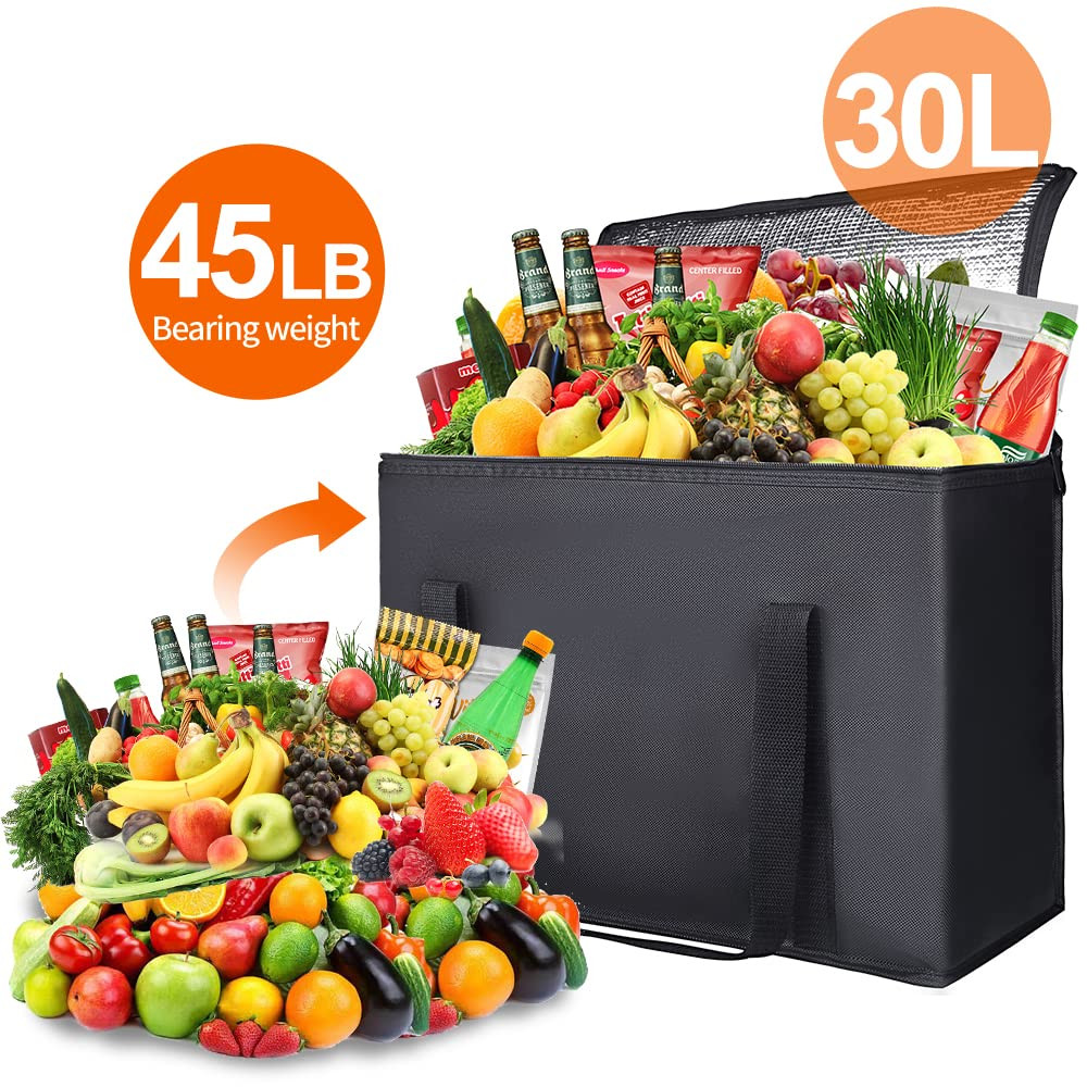2-Pack Insulated Reusable Grocery Bag with Zippered Top, X-Large Frozen