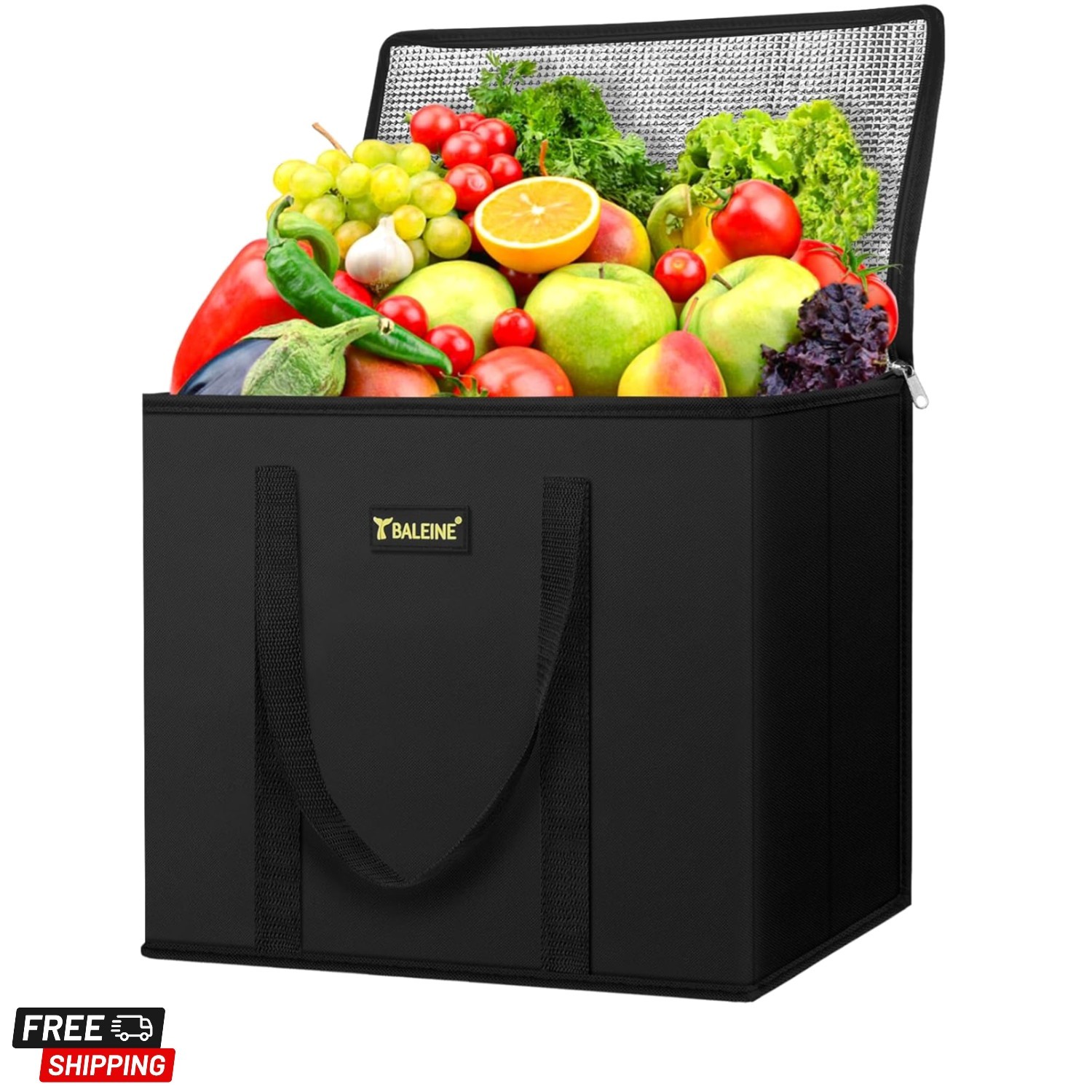 1Pk Insulated Reusable Grocery Bags, Foldable Shopping Bags for Groceries wit…