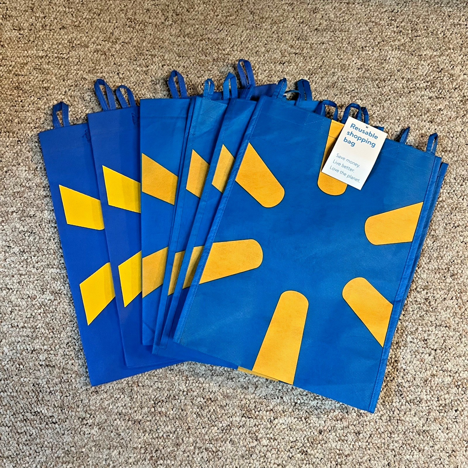 4 Pieces Walmart Reusable Shopping Bag Recycle Groceries Bag Blue