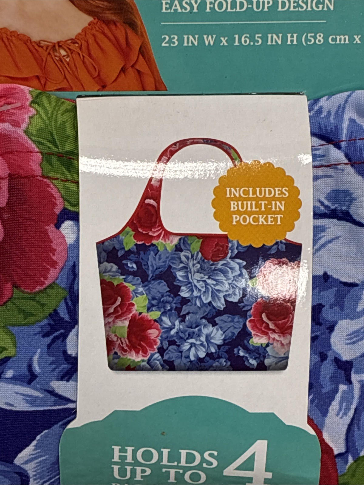 New Pioneer Woman Classic Heritage Floral Reusable Grocery Bag Foldable 23”
