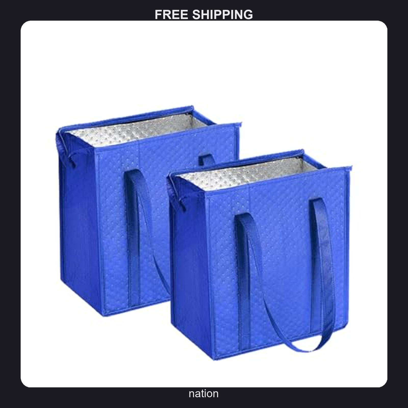 18L Insulated Reusable Grocery Tote Bag with Zipper for Hot Cold Food