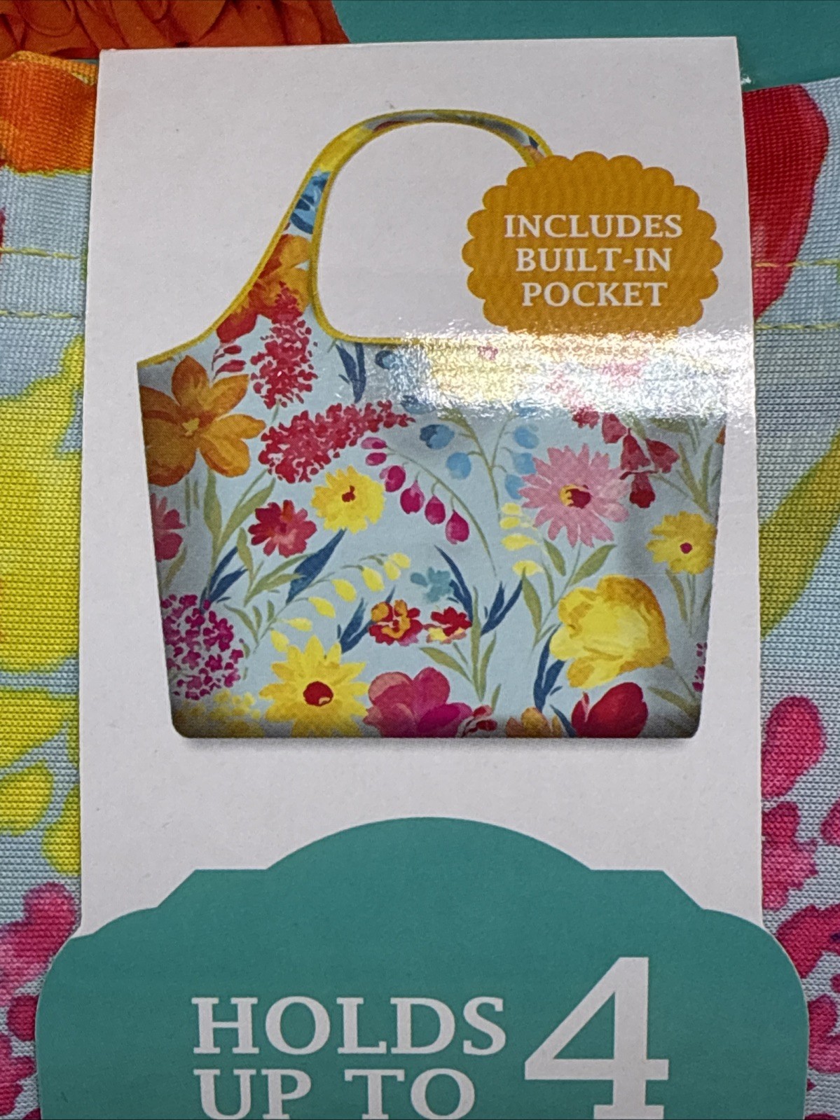 New Pioneer Woman Floral Classic Reusable Grocery Bag Foldable Sunny Days 23”