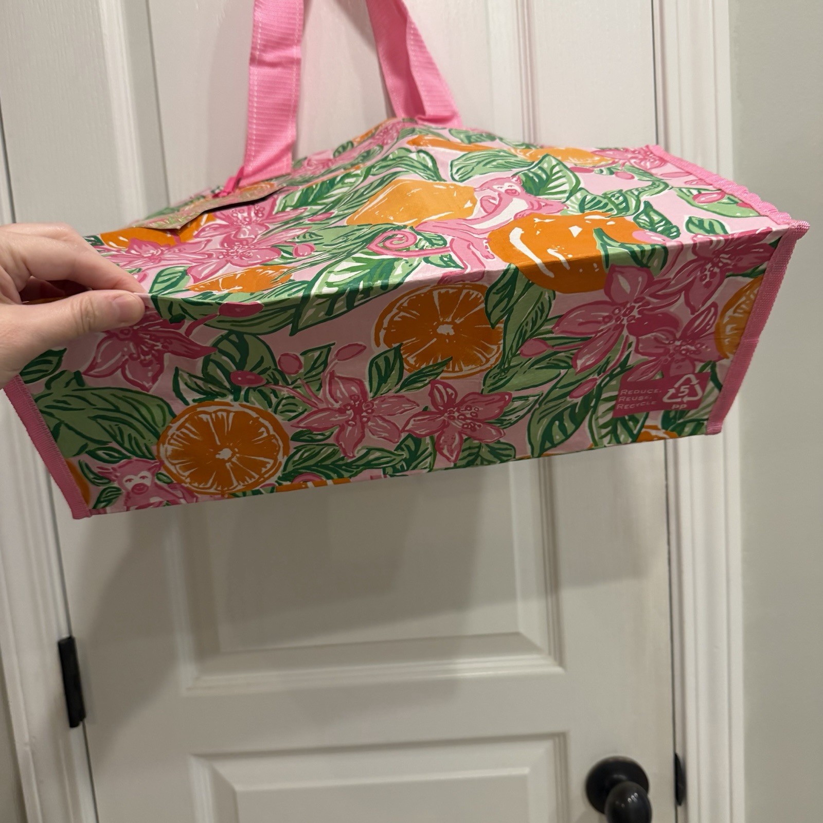 NWT Lilly Pulitzer Market Tote Bag Red Right Return Reusable Sailboats Preppy