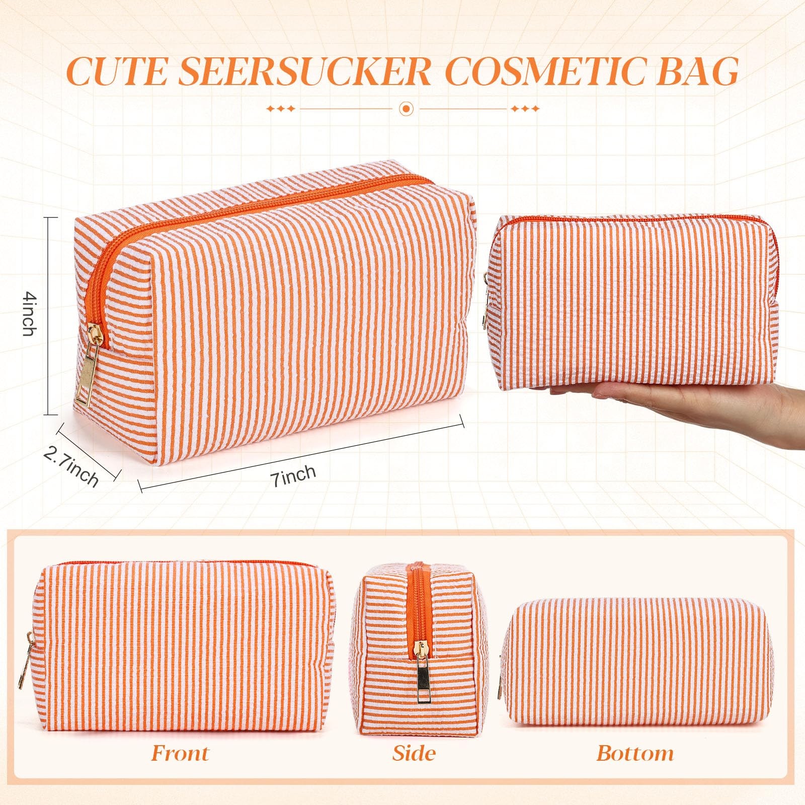 Sanwuta 6 Pcs Seersucker 18 x 10 x 7 cm / 7.09 x 3.94 x 2.76 inch, Orange