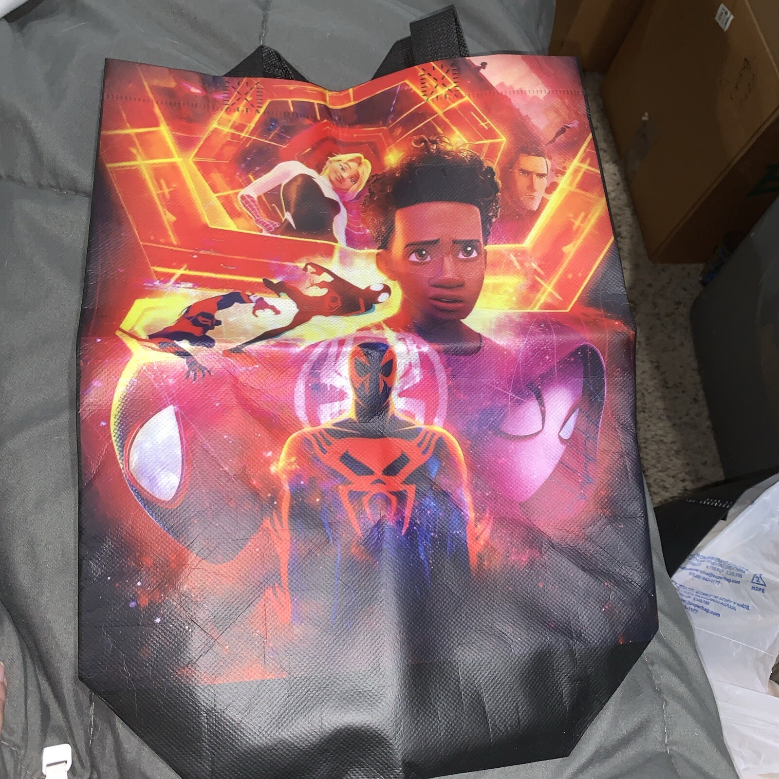 Miles Morales Spider-Man Spiderverse Reusable Shopper Bag Gift Tote Party 10×14