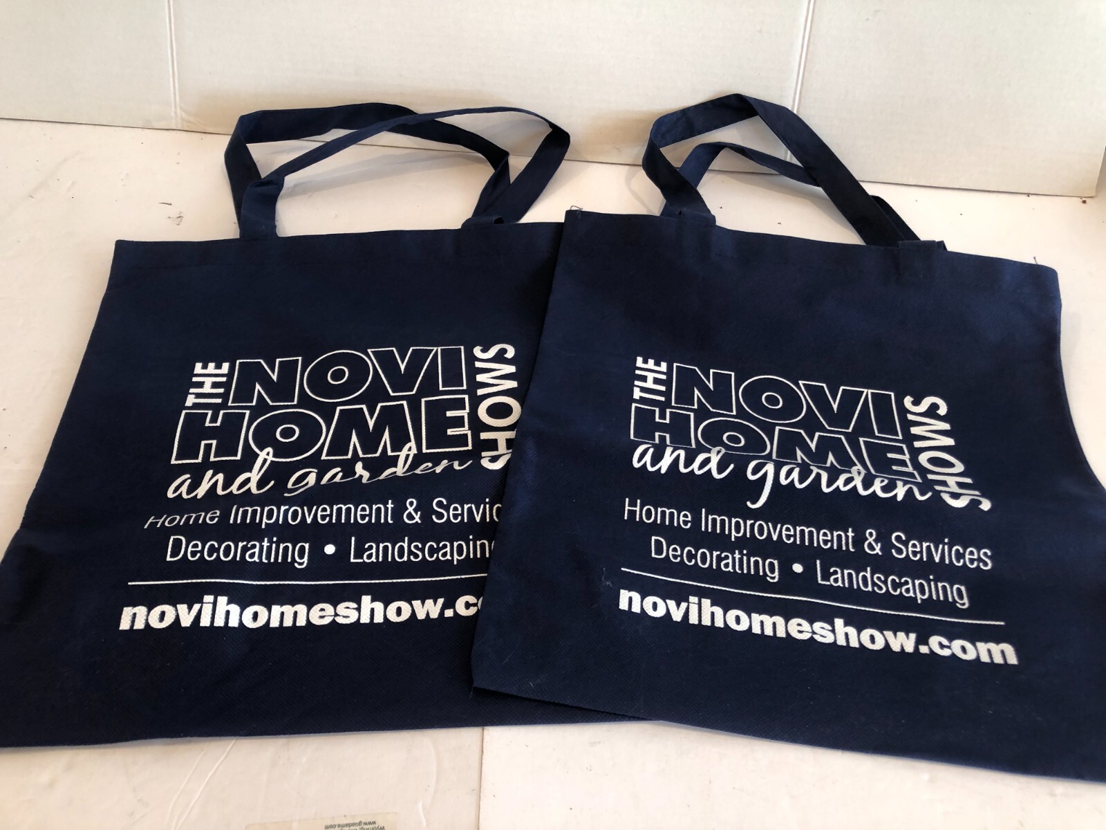 NEW LOT of 2 Recycle Totes Shopping Bags Navy Blue #F48
