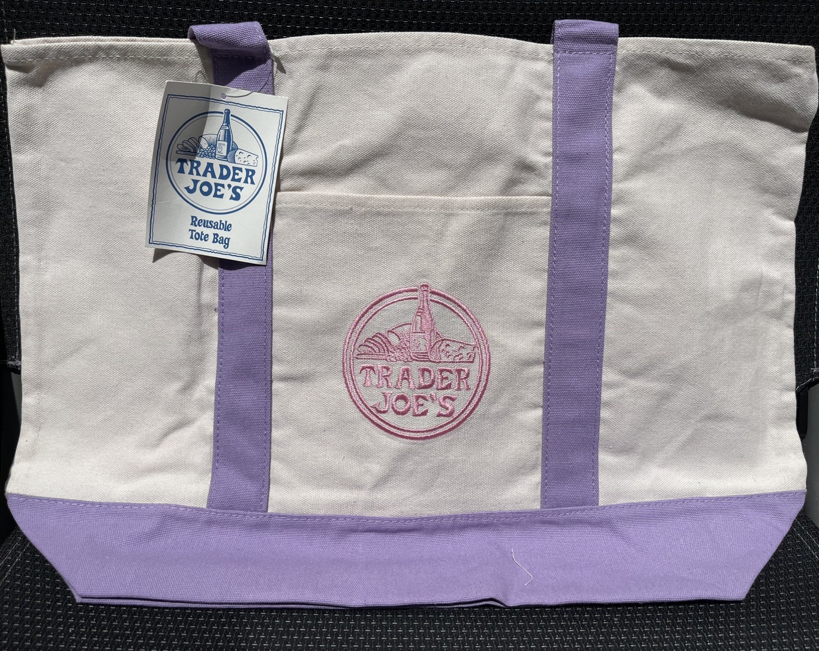 Trader Joes LARGE Lavender Purple Canvas Tote Bag 2026 Viral Drop Rare FAST SHIP