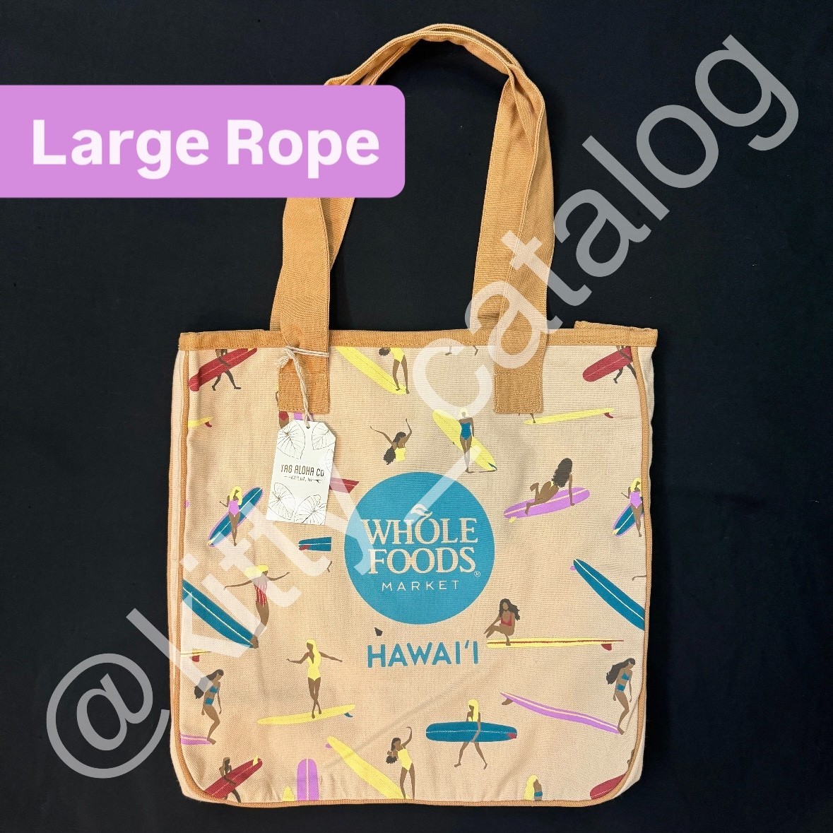 Whole Foods x Tag Aloha Company: Large Rope Tote Surf Girls Bag Hawaii Exclusive