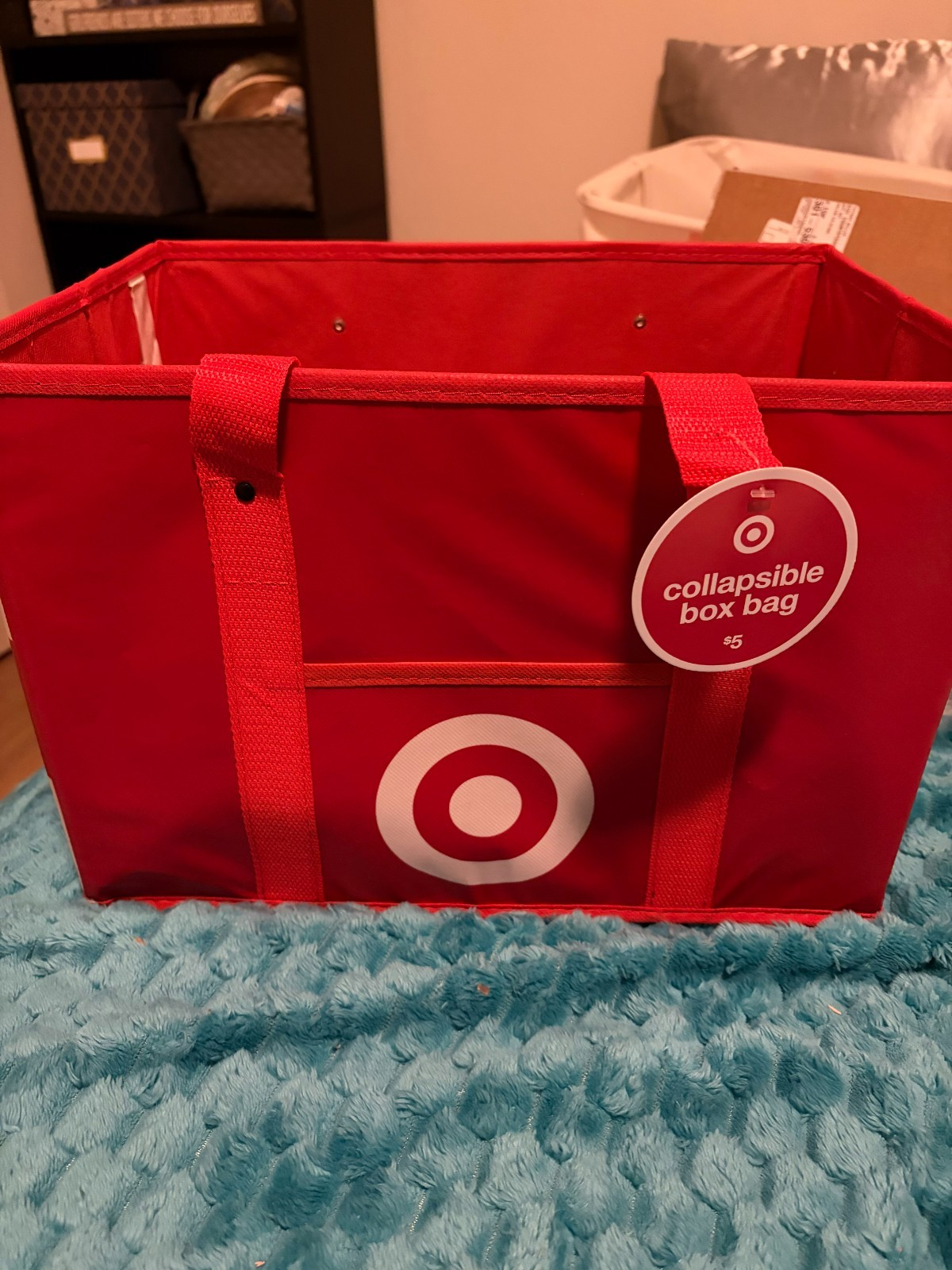 Target Red Collapsible Box Bag Reusable Shopping Tote Storage Bin NEW- FREE SHIP