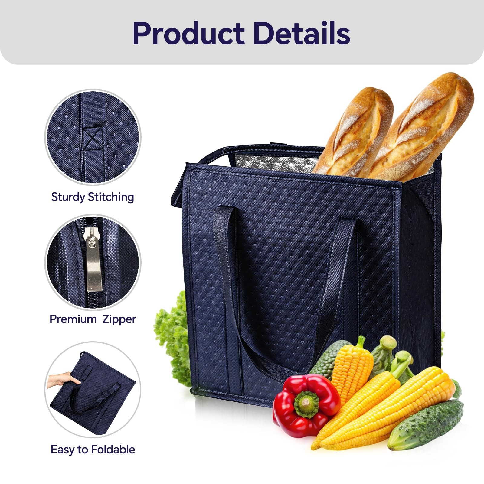 10 Pack Insulated Grocery Bags, Reusable Insulated Bag, Portable Cooler Bags …
